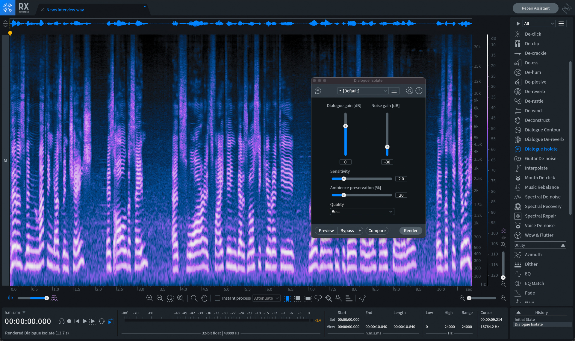 Izotope advanced audio editor